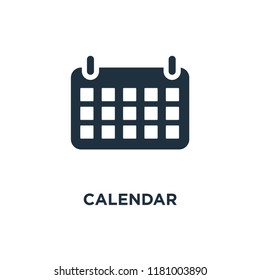 Calendar icon. Black filled vector illustration. Calendar symbol on white background. Can be used in web and mobile.