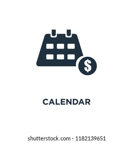 Calendar icon. Black filled vector illustration. Calendar symbol on white background. Can be used in web and mobile.