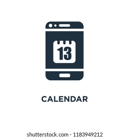 Calendar icon. Black filled vector illustration. Calendar symbol on white background. Can be used in web and mobile.
