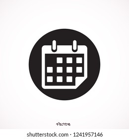 Calendar Icon, black flat style icon isolated on white background