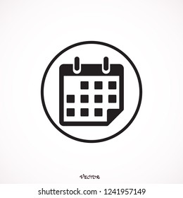 Calendar Icon, black flat style icon isolated on white background