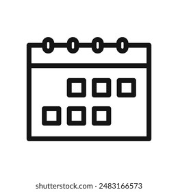 Calendar icon Black line art vector