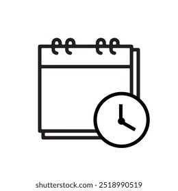 ícone de calendário preto com design o'clock