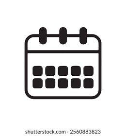 Calendar icon. Black Calendar icon on white background. Vector illustration