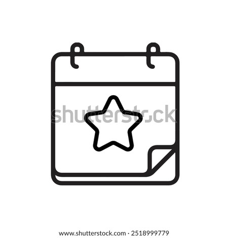 calendar icon black star line simple design 