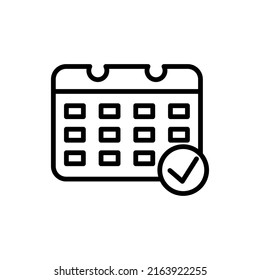 Icono de calendario. Ilustración vectorial negra aislada para diseño gráfico y web.
