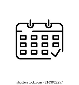 Icono de calendario. Ilustración vectorial negra aislada para diseño gráfico y web.
