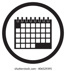 Calendar icon black white. Time date and month calendar, reminder icon element. Vector flat design illustration