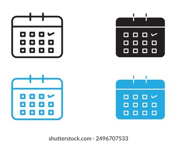Icono de calendario signo de contorno de Vector en blanco y negro