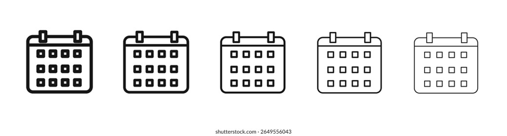 Calendar icon black and white vector sign