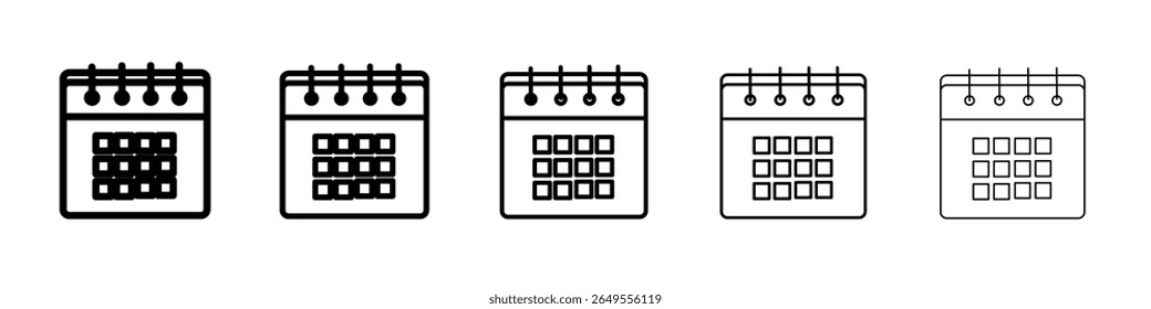 Icono de calendario signo de Vector blanco y negro