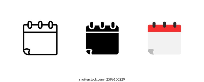 Calendar icon. Blank calendar page vector illustration. Simple date reminder symbol for scheduling events and planning tasks. Office organizer and time management concept.