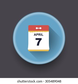 Calendar icon with blue button on black background. Flat design.