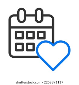 calendar icon blue grey style valentine illustration vector element and symbol perfect. Icon sign from modern collection for web.