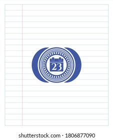 calendar icon blue ink pen emblem. Vector Illustration. Detailed. 