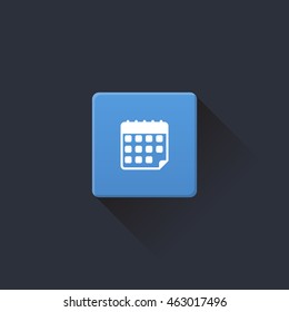 calendar icon or button in flat style with long shadow, isolated vector illustration on transparent background