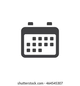 calendar icon or button in flat style with long shadow, isolated vector illustration on transparent background