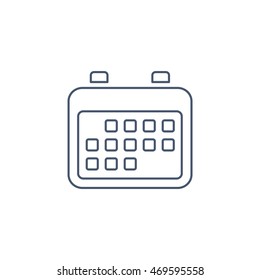 calendar icon or button in flat style with long shadow, isolated vector illustration on transparent background