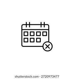 Icono de calendario con Cancelar Borrar Eliminar Botón