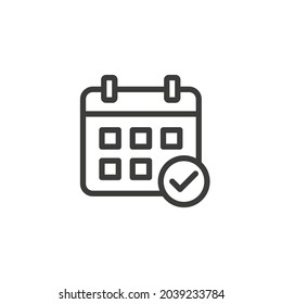 Icono de calendario con marca de verificación. Icono de concepto de cita.