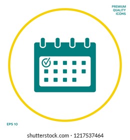 Calendar Icon With Check Mark. Graphic Elements For Your Design