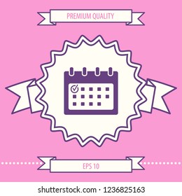 Calendar icon with check mark. Graphic elements for your design