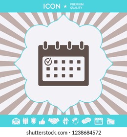 Calendar icon with check mark. Graphic elements for your design