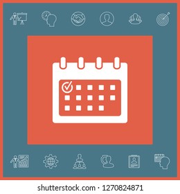 Calendar icon with check mark. Graphic elements for your design