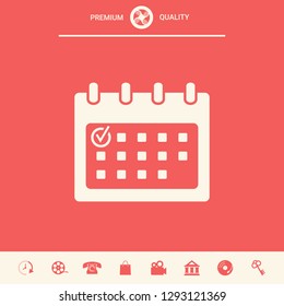 Calendar icon with check mark. Graphic elements for your design