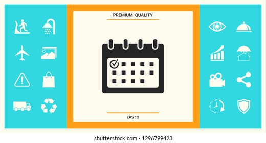 Calendar icon with check mark. Graphic elements for your design