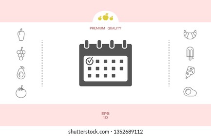 Calendar icon with check mark. Graphic elements for your design