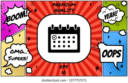 Icono de calendario con marca de verificación. Elementos gráficos para su diseño