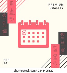 Calendar icon with check mark. Graphic elements for your design