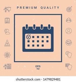 Calendar icon with check mark. Graphic elements for your design