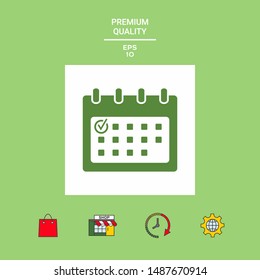 Calendar icon with check mark. Graphic elements for your design