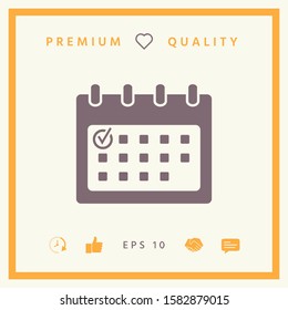 Calendar icon with check mark. Graphic elements for your design