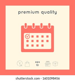 Calendar icon with check mark. Graphic elements for your design