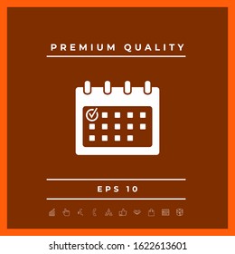 Calendar icon with check mark. Graphic elements for your design