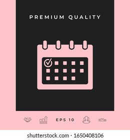 Calendar icon with check mark. Graphic elements for your design