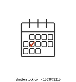 Calendar icon with check mark. Special day concept. 