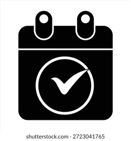Icono de calendario con el icono de marca de verificación, Ilustración vectorial