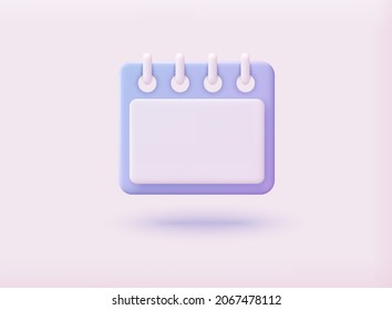 Calendar icon with check sign. 3D Web Vector Illustrations. svg