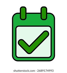 ícone de calendário com marca de seleção. ícone concluído ilustração de vetor. marca de verificação de tarefa no calendário.