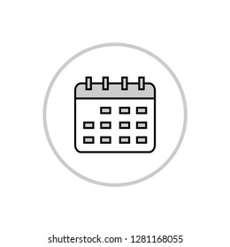 Calendar icon in circle, isolated date and agenda icon line style, EPS 10