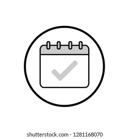 Calendar icon in circle, isolated date and agenda icon line style, EPS 10