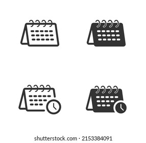Calendar icon. Calendar with clock. Flat vector illustration.
