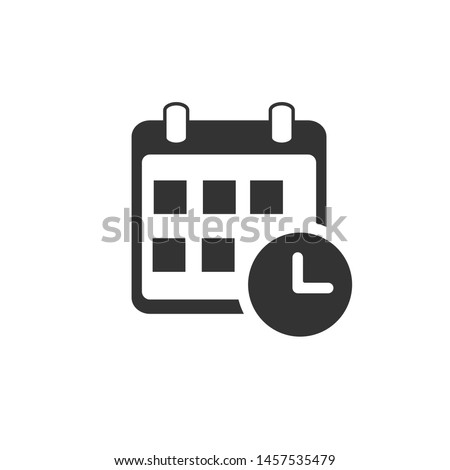 Calendar icon  with  clock graphic design