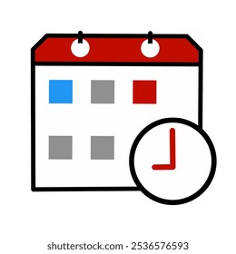 A calendar icon with a clock symbol, showing scheduled time blocks.