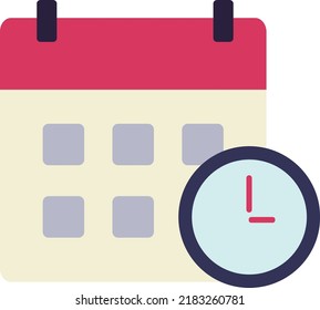 Kalendersymbol mit Uhr. Vektorgrafik 