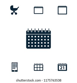 Calendar icon. collection of 7 calendar filled icons such as . editable calendar icons for web and mobile.
